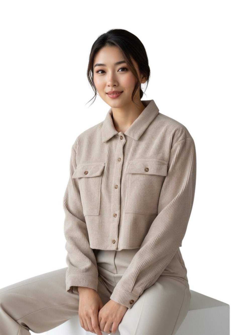 Missguided Beige Corduroy Utility Jacket